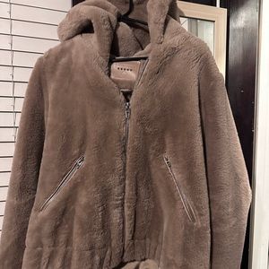 Blank NYC faux fur bomber jacket